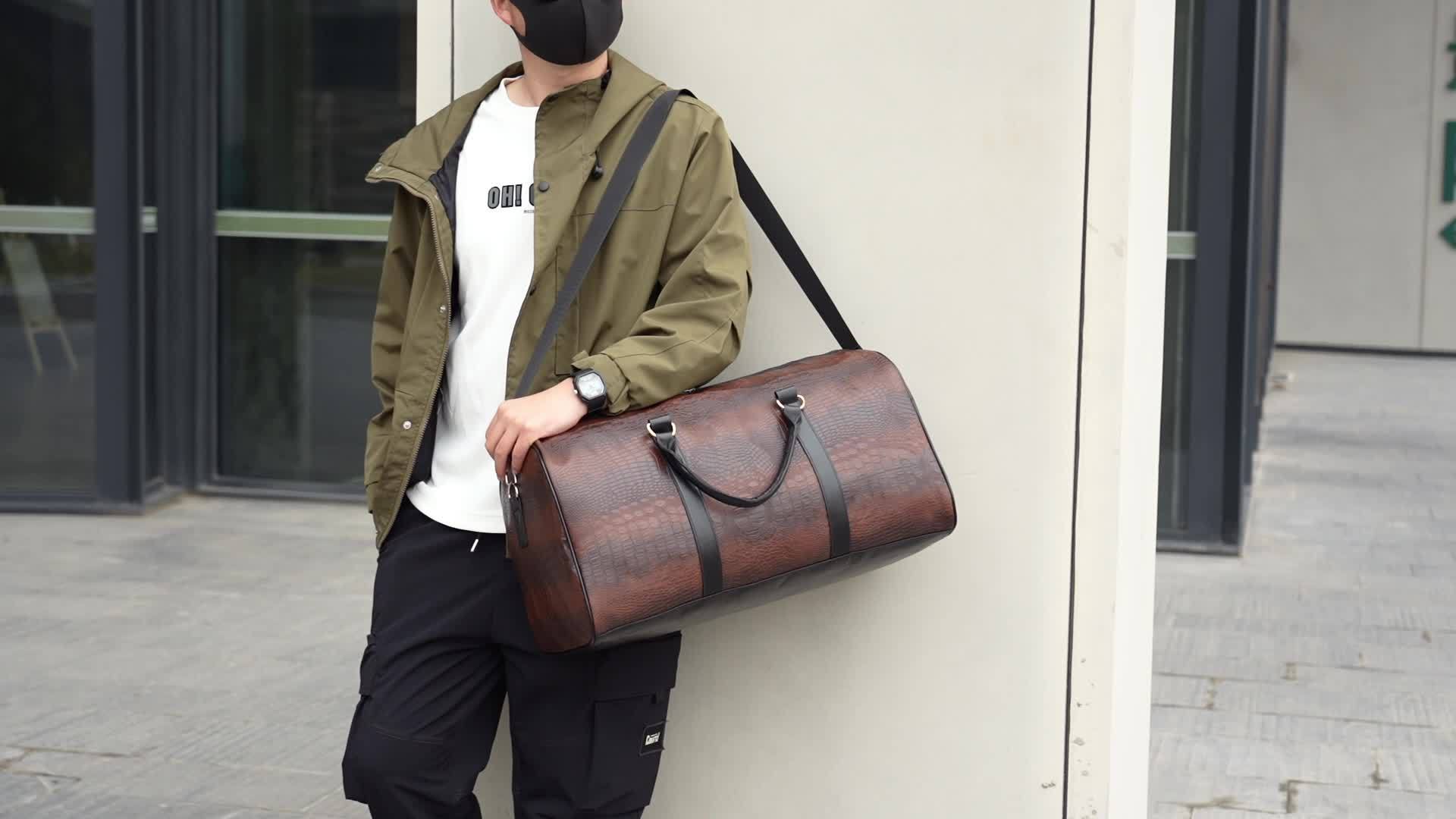 large capacity travel bag unisex crocodile pattern luggage - Temu