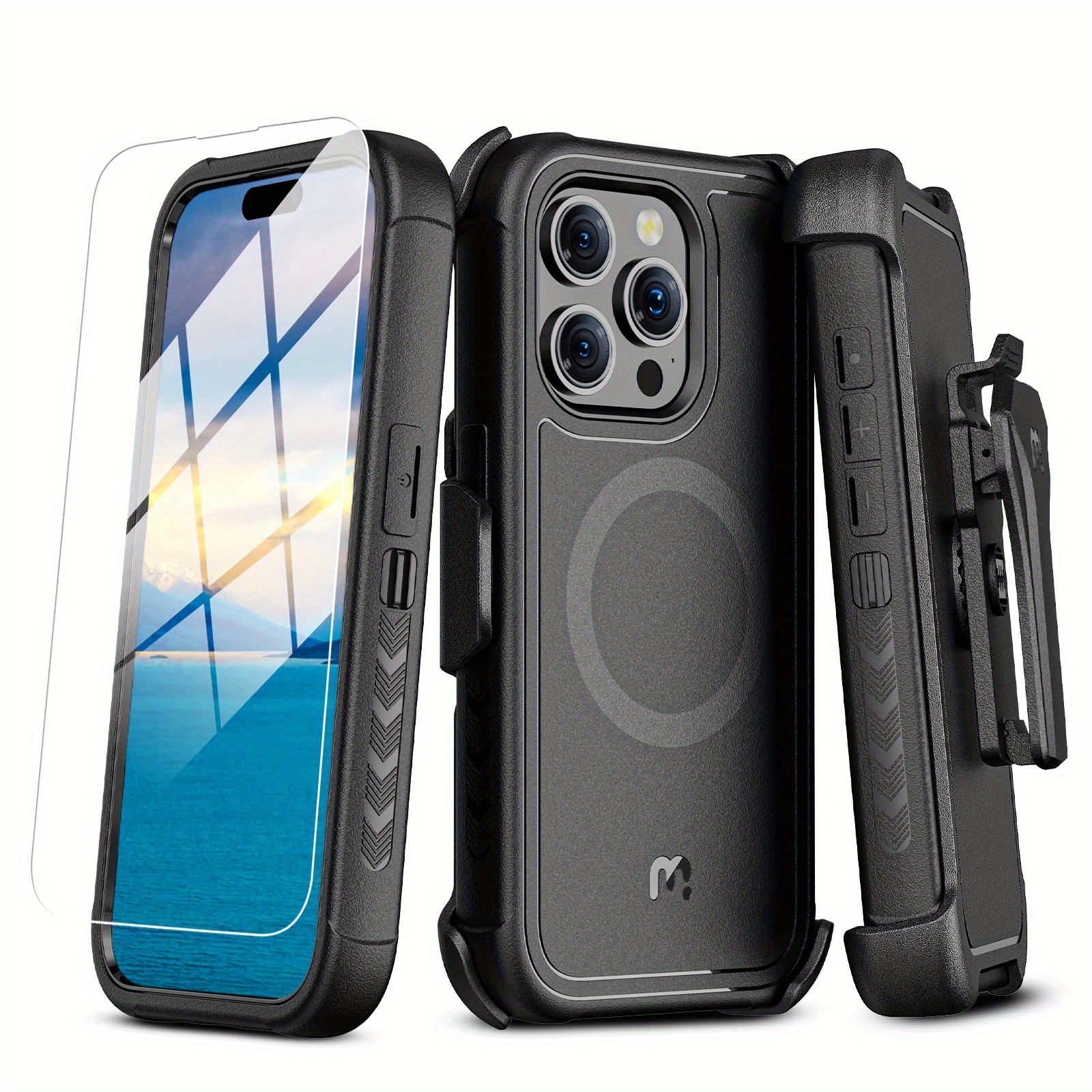 

Pro Series W/ Magnetic Case With Holster And Tempered Glass For Apple 15 (6.7)