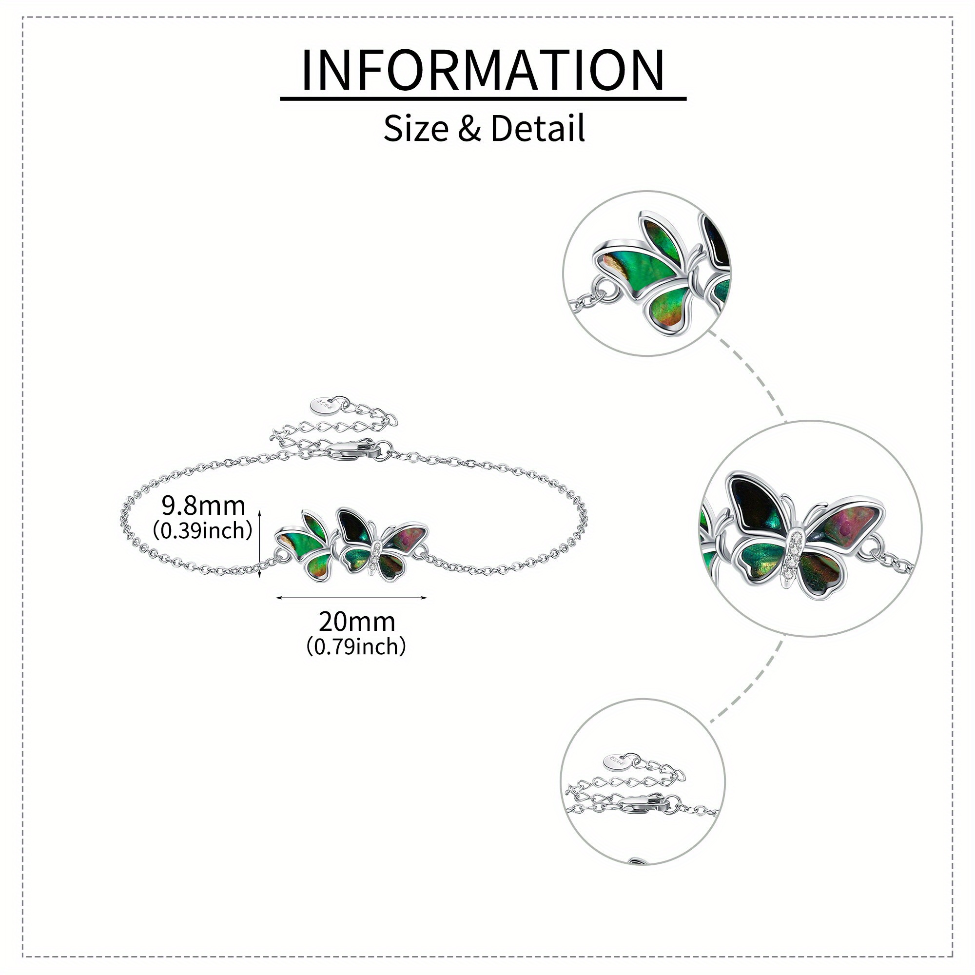 Sterling Silver Abalone Butterfly Bracelet for Women