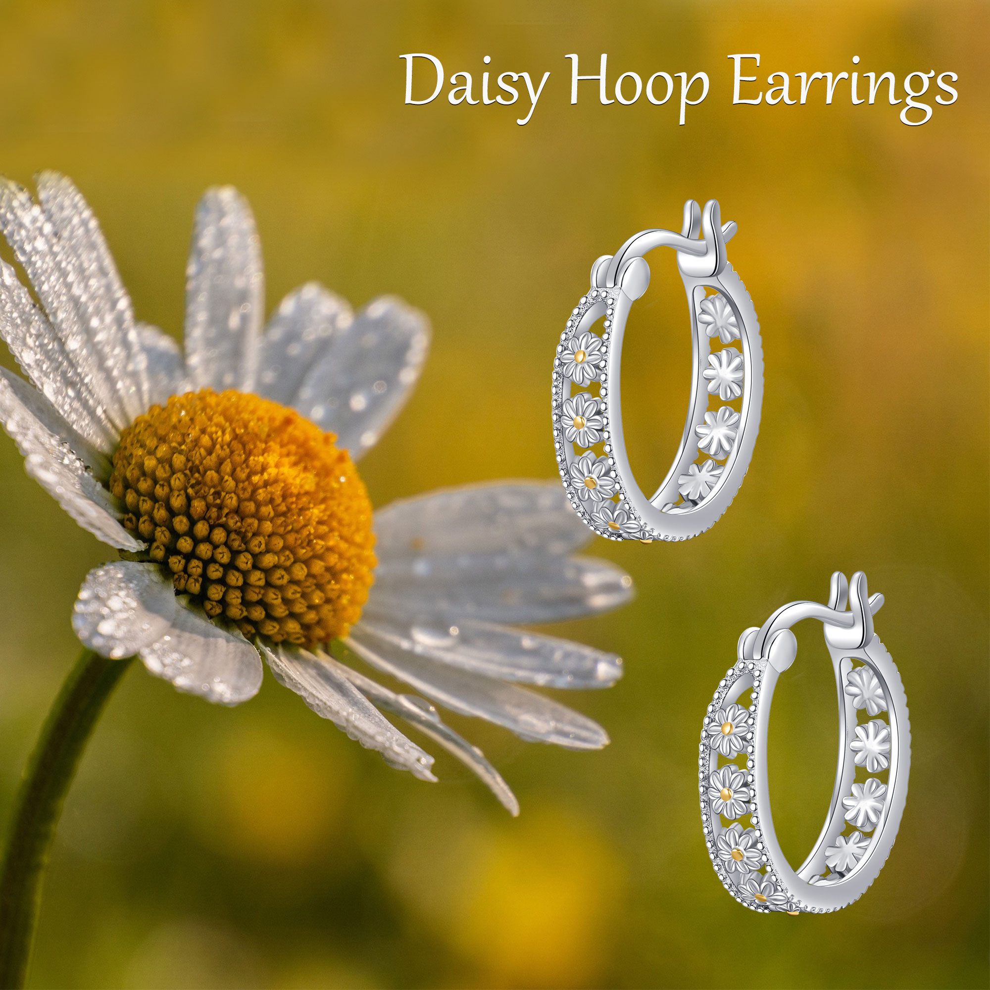 pair of elegant daisy earrings in 925 sterling silvery classic   with sparkling accents   daily wear or gifting gift   elegant style detailed   Product details 1