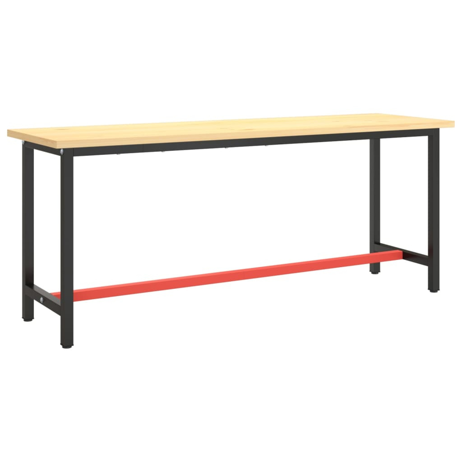 Work Bench Frame And Matte Red 190x50x79cm Metal