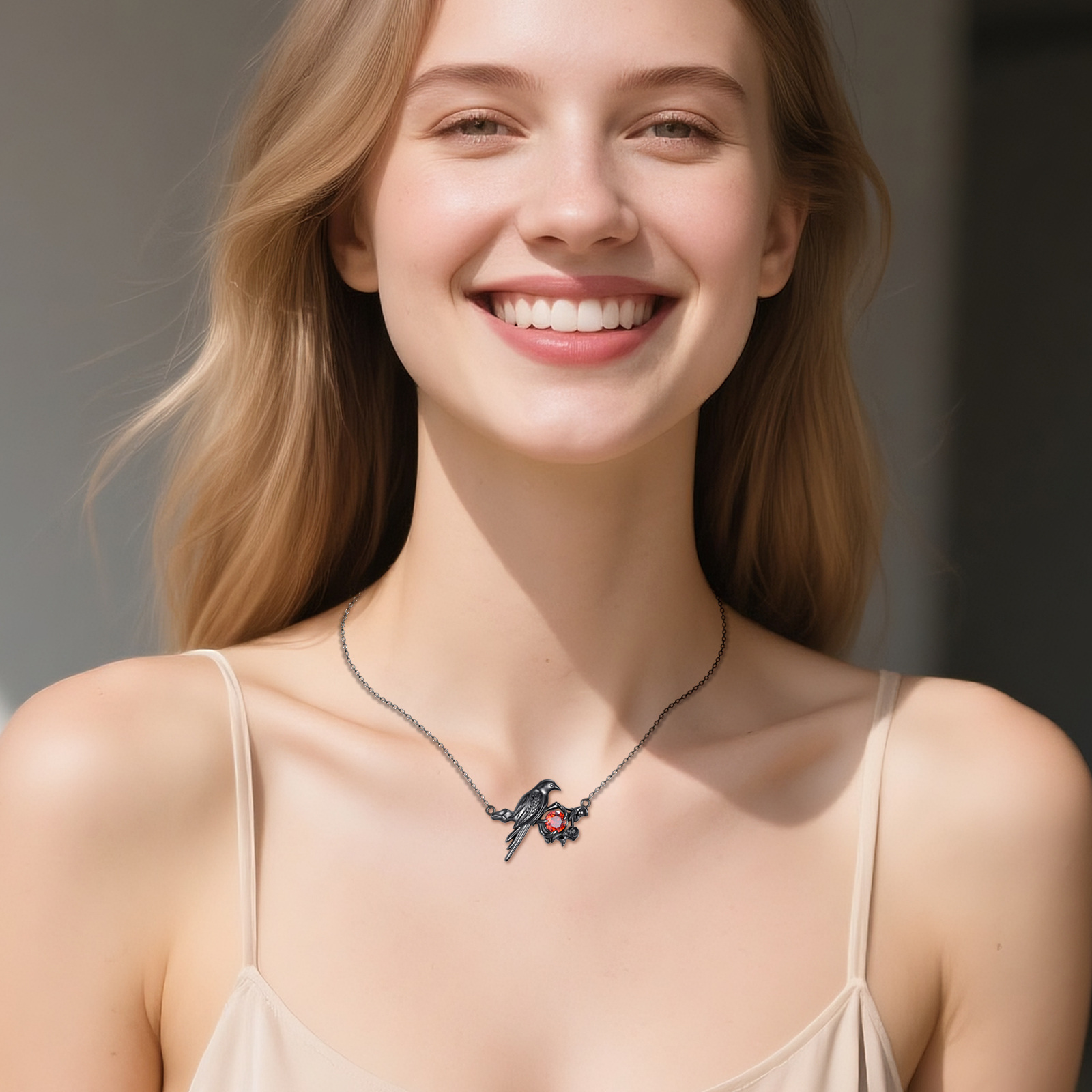 925 Sterling Silver Raven Necklace, Gunmetal Plated Gift