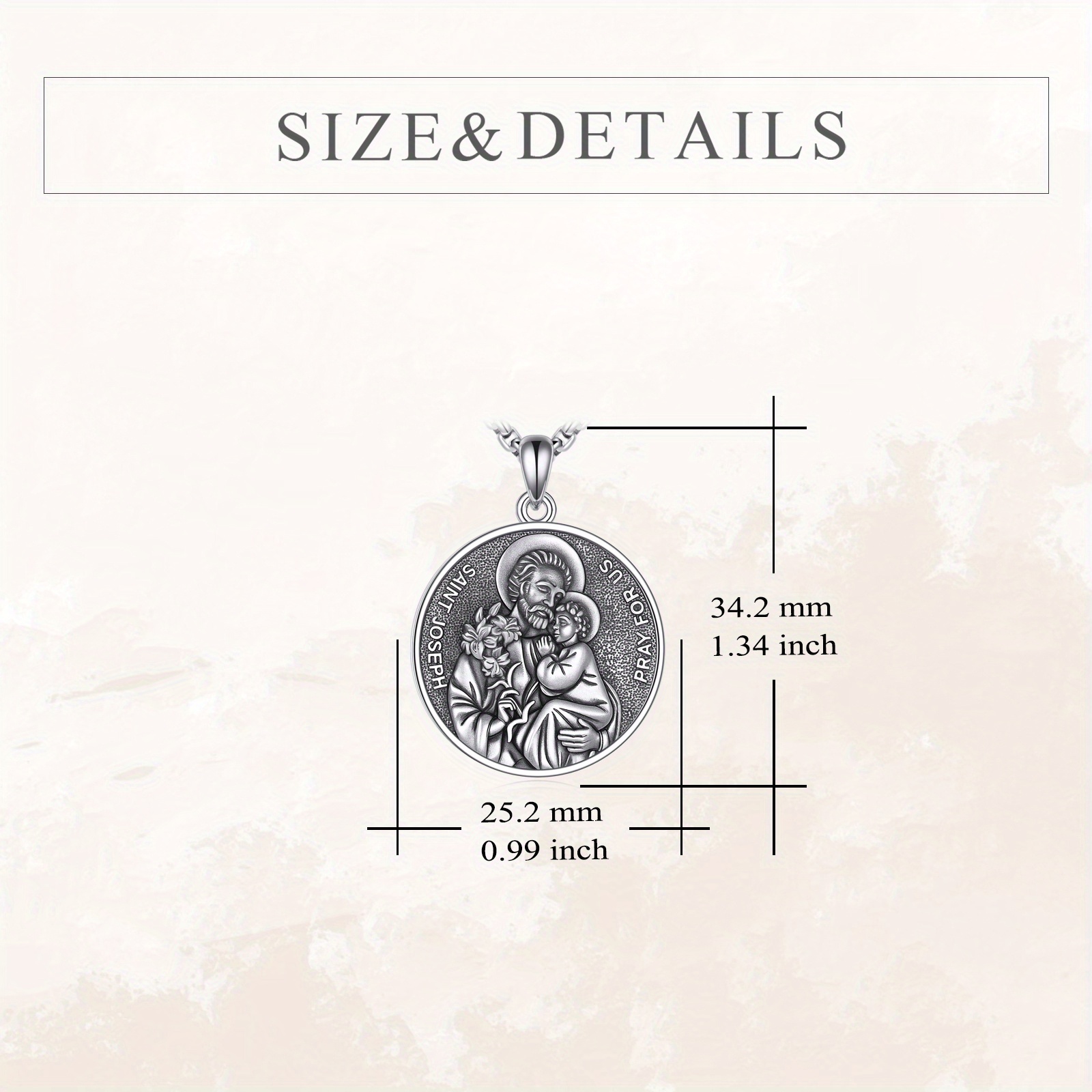 Men's 925 Sterling Silver St. Joseph Pendant Necklace