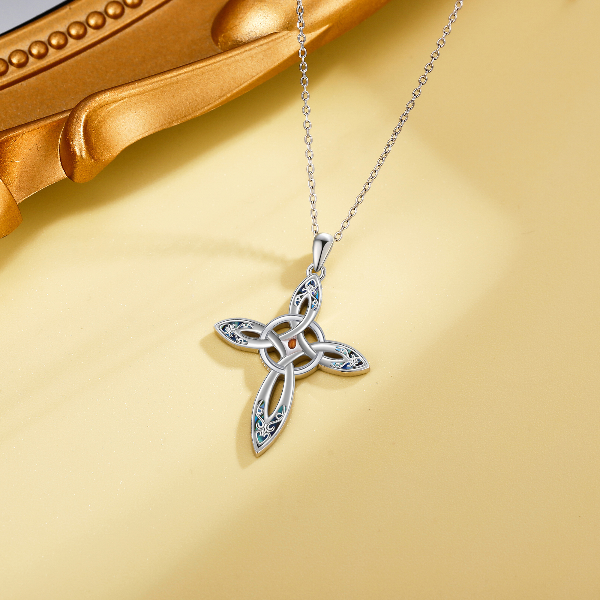 Women's 925 Sterling Silver Mustard Seed Celtic Cross Necklace