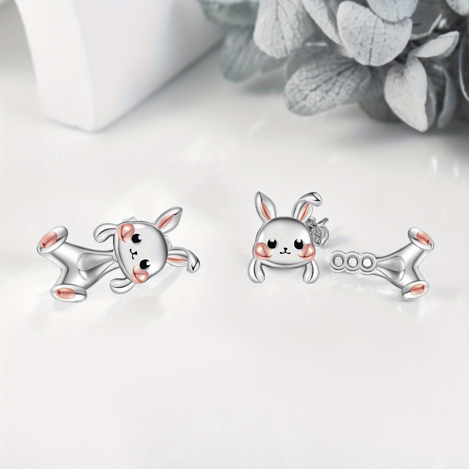 bunny earrings for women 925 sterling silvery rabbit earrings bunny jewelry animal earrings stud gifts Product details 2