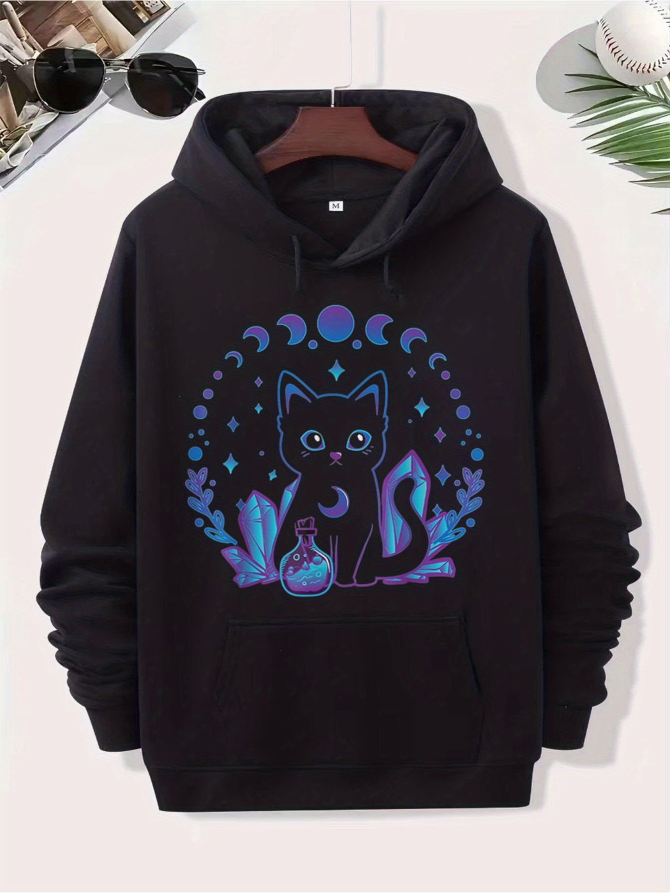 Retro Vintage Black Cat Peeking Face Zip Hoodie – Cute Kitty 