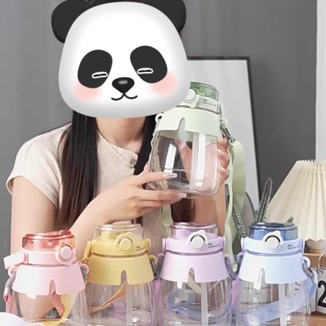 2 Liter Large Water Bottle with Straw Cute Cartoon Kawaii Bear Panda  Plastic Cups Leakproof Sport Outdoor Drinking Bottle