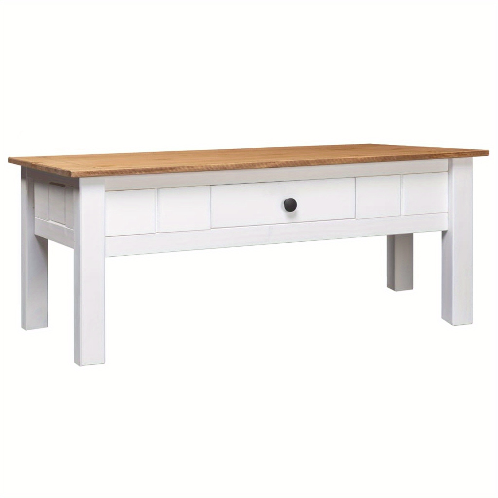 Coffee Table White 100x60x45 Cm Solid Panama Pine Wood
