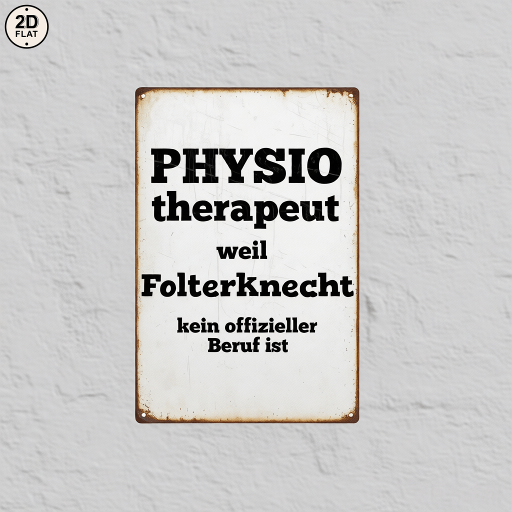 Image of 2d Flat - 1pc Funny Therapist Pun Metal Sign | Vintage German Joke Decoration - & White Room Decor - No Electricity Needed - Wall Hanging For Home, Office