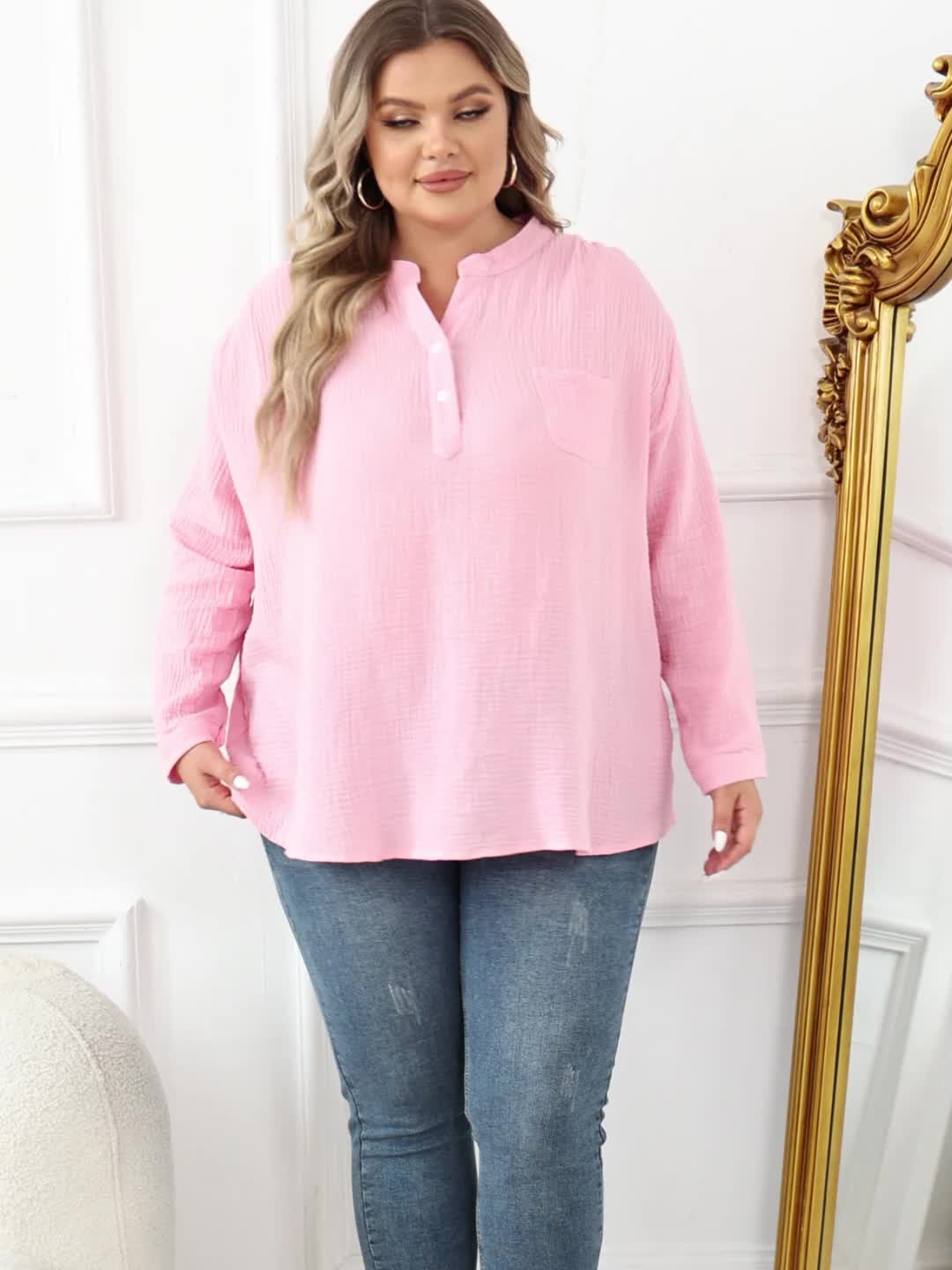 Women's Plus Size Pink Blouses & Shirts