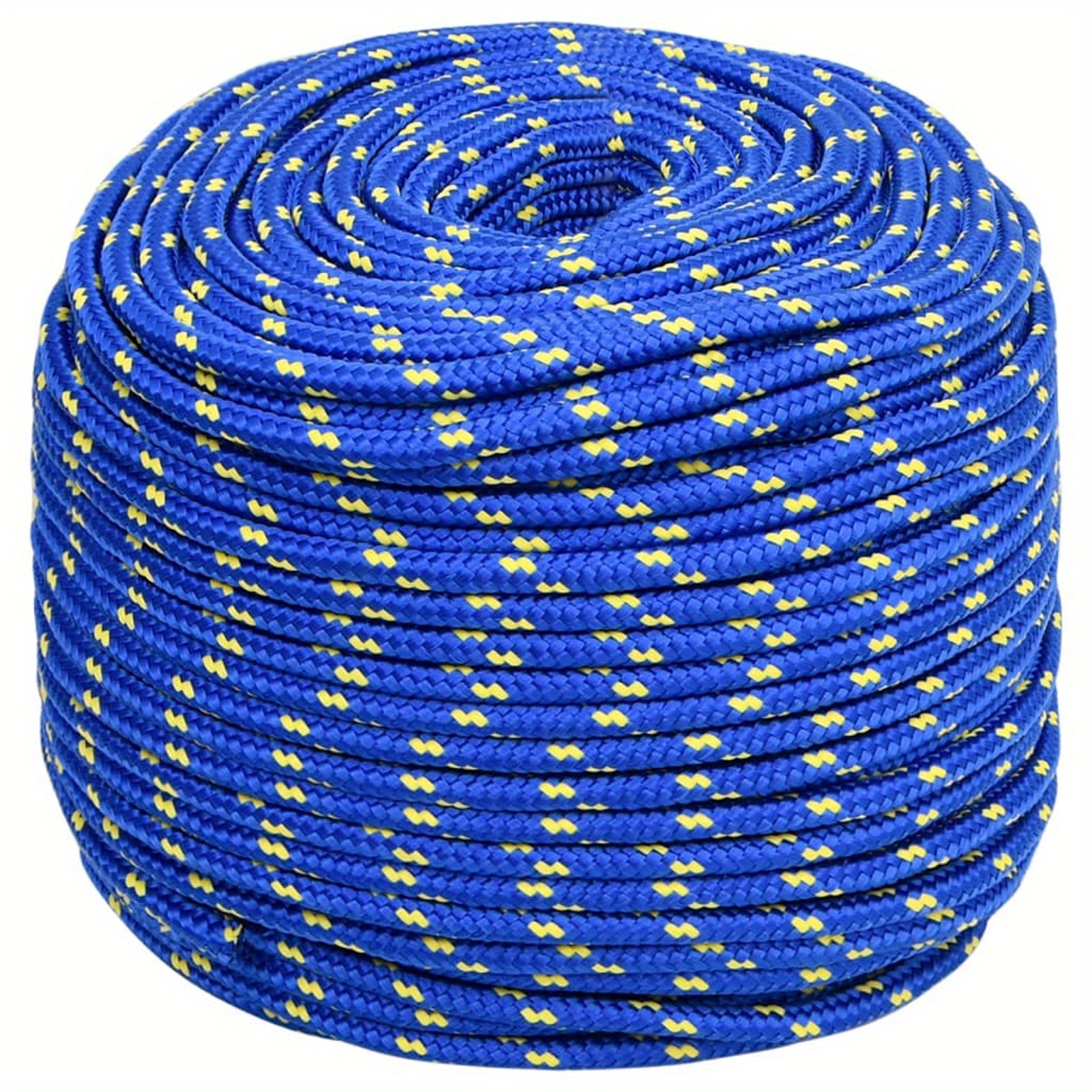 

1 Roll Of Blue & Yellow Checkered Boat Rope, 6mm X 25m - Polypropylene, Ideal For Outdoor Use