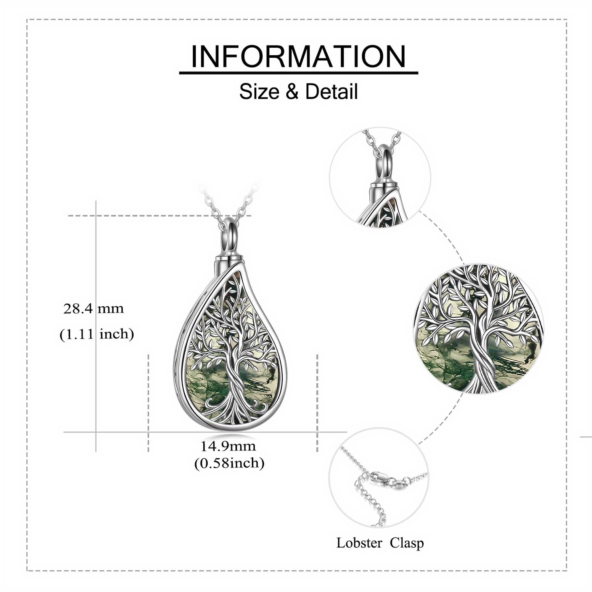 925 Sterling Silver Tree of Life Urn Necklace, Elegant Gift