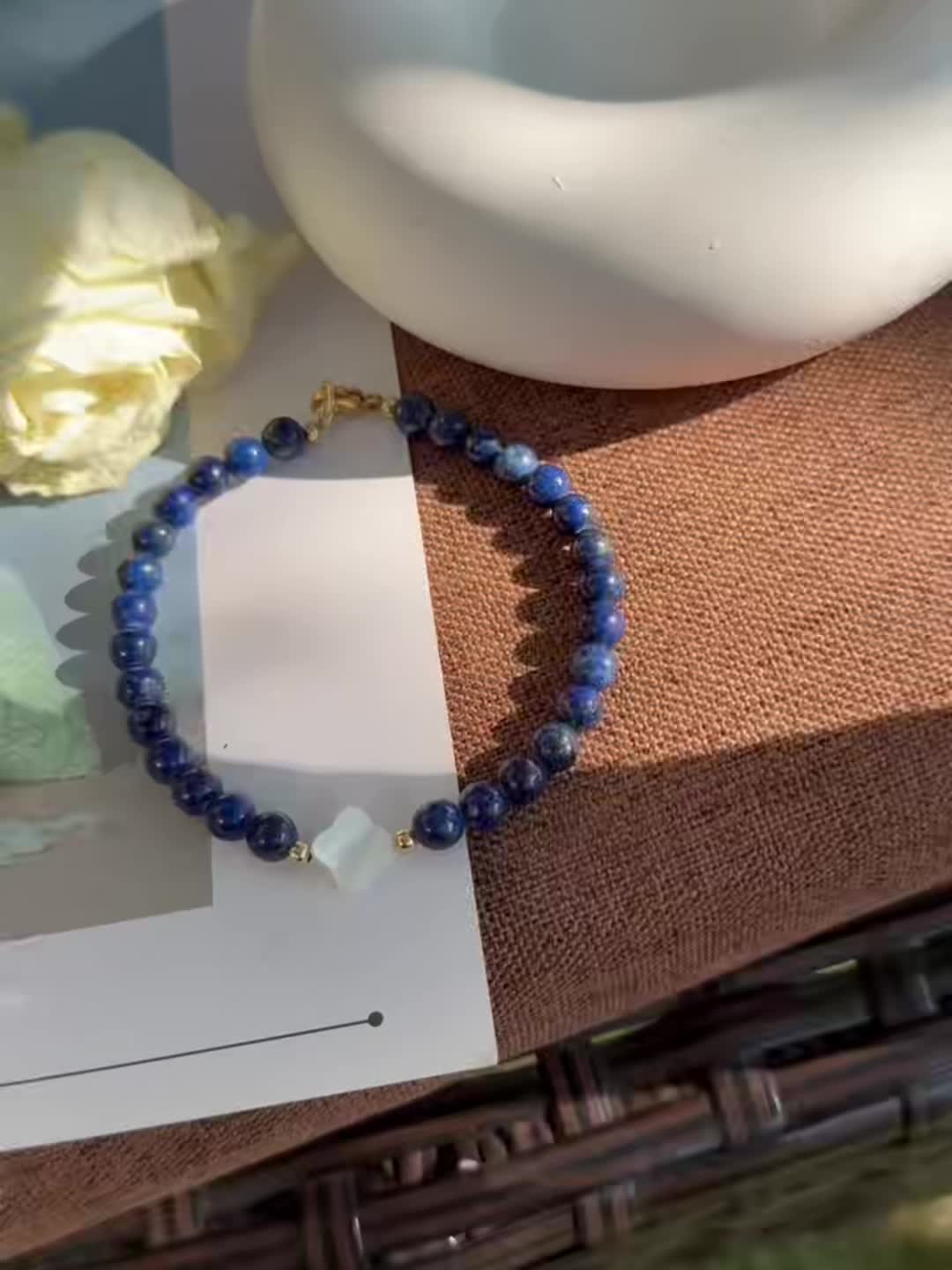 Natural Lapis Lazuli Beaded Bracelet, Unisex Fashion Accessory