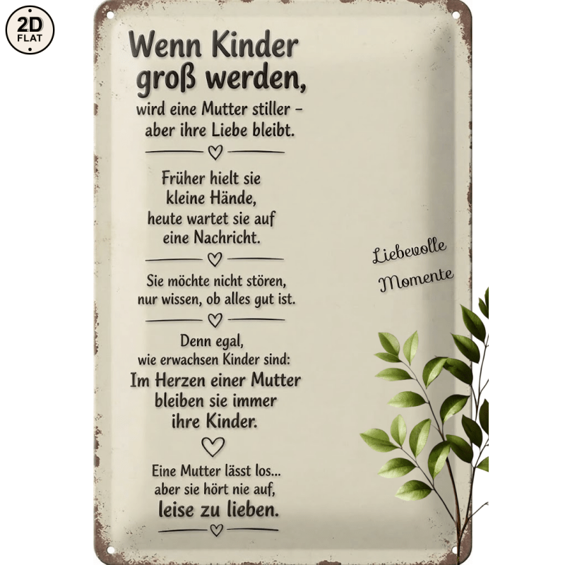 Image of 2d Flat, 1pc Metal Sign. When Children A Mother Grows But Remains Perfect For Home, Office, Bar, Outdoor Decor 20x30cm 2d Flat, 2d Flat