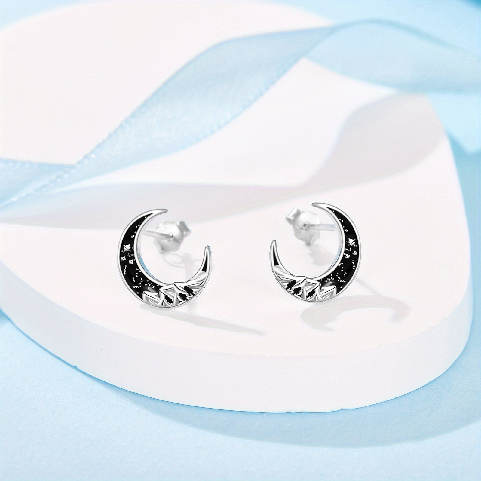   moon earrings for women 925 sterling   stud earrings moon jewelry Product details 1
