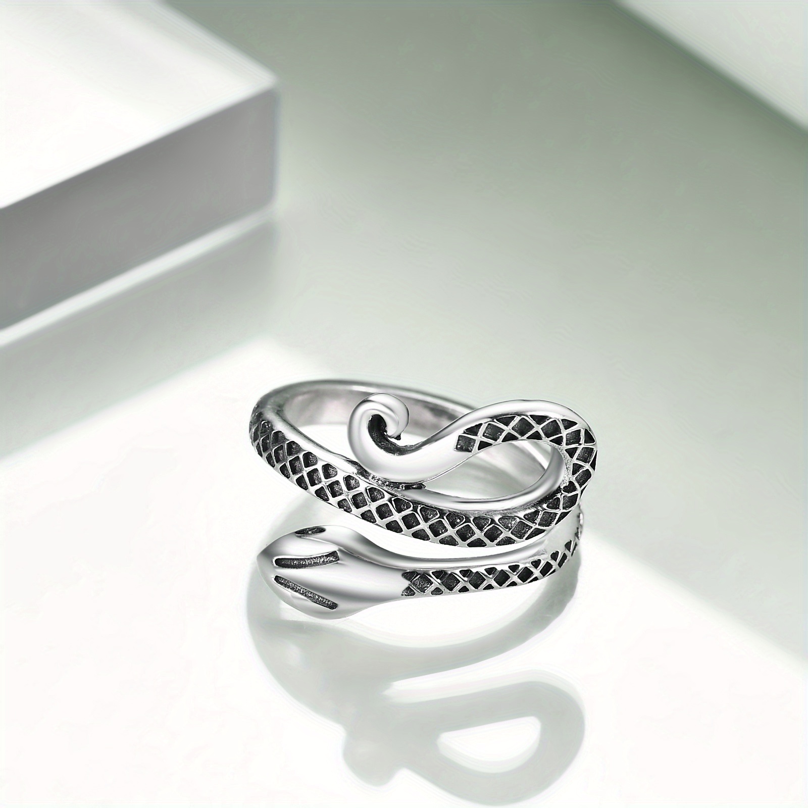 Sterling Silver Adjustable Snake Ring Gothic Jewellery