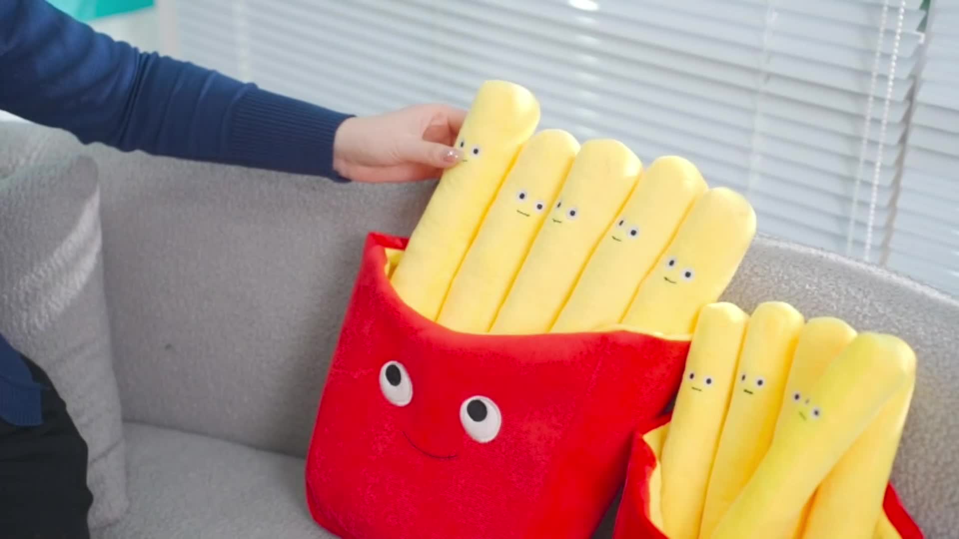 1pc Plush Stuffed Toy - Emotional Support Fries Smile Face, Home & Auto  Decorative Sofa Pillow, Pretend Play Fries Shaped Cushion Accessories For  Kids