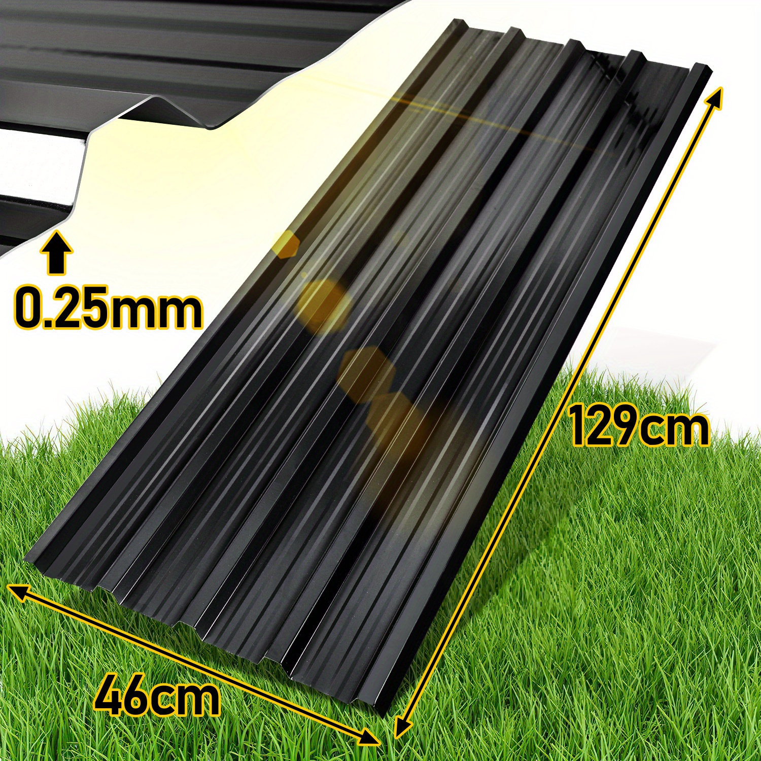 Image of Set Of 12/24 Steel Sheet Roof Panels 129x46 Cm Thick Trapezoidal Sheet Metal With Rust Protection, Ideal For Roofs And Wall Cladding (/green)