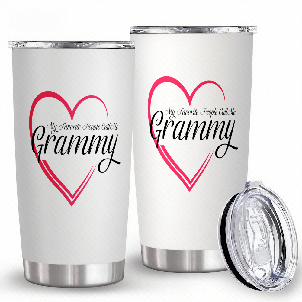 TEMU A 20oz Tumbler Featuring A White And ' People Grammy.' This Travel Mug Is Designed For Grandmothers And Includes Lid And