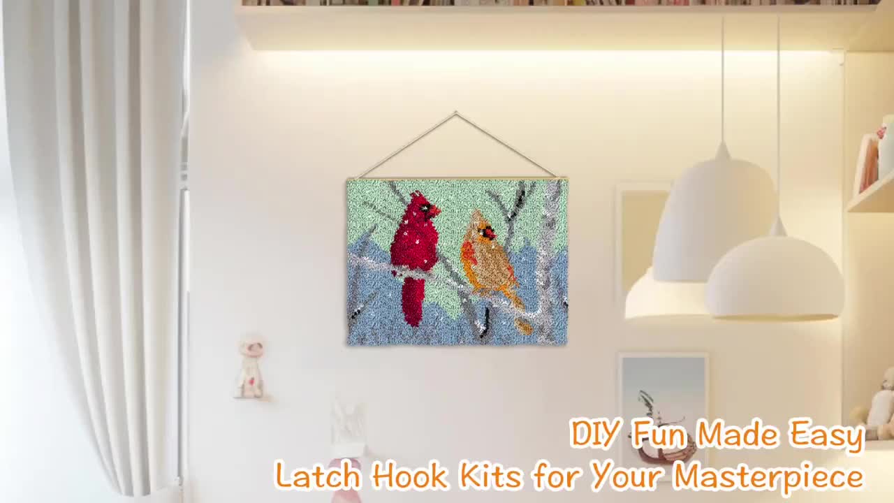DIY Hook Rug Kit with Hen and Chicken Design for Adults