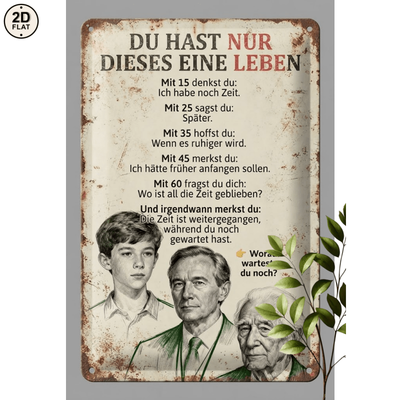 Image of 2d Flat, 1pc Metal Sign. Have Life German Age Timeline With Faces Perfect For Home, Office, Bar, Outdoor Decor 20x30cm 2d Flat, 2d Flat