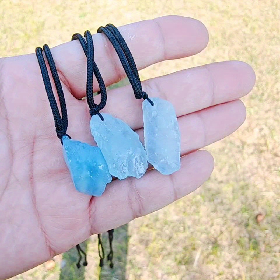 Handmade Blue Aquamarine Quartz Pendant Necklace
