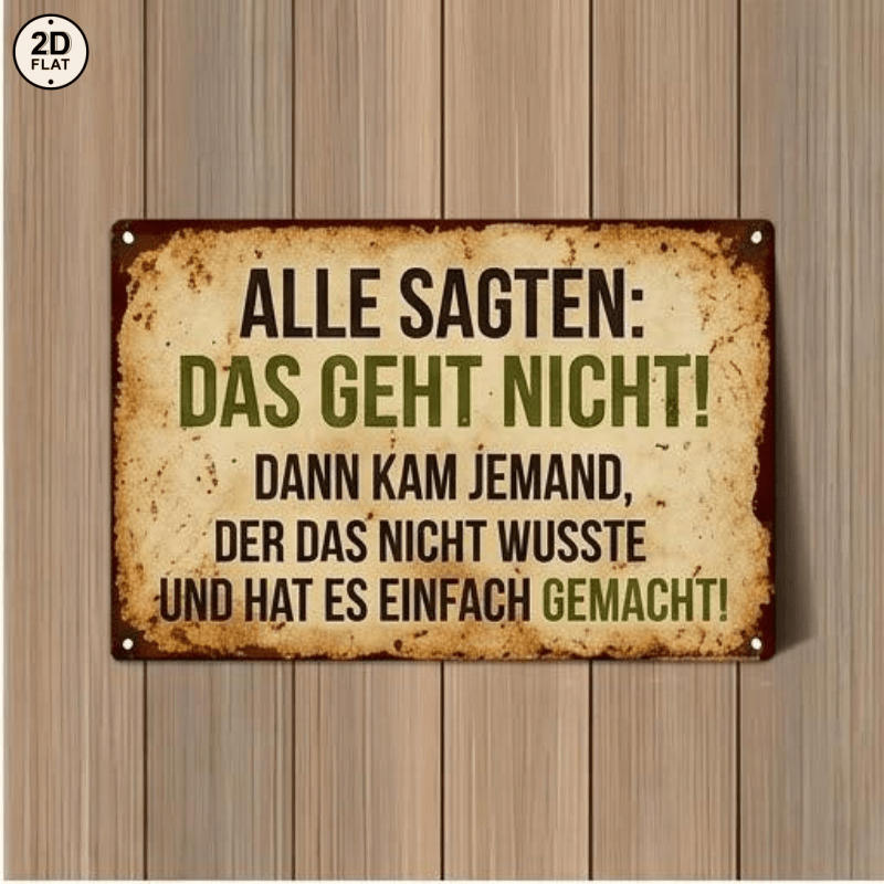 Image of 2d Flat, 1pc Metal Sign. Alle Sagten: Das Geht Nicht! Perfect For Home, Office, Bar, Or Garden Decor 20x30cm 2d Flat, 2d Flat