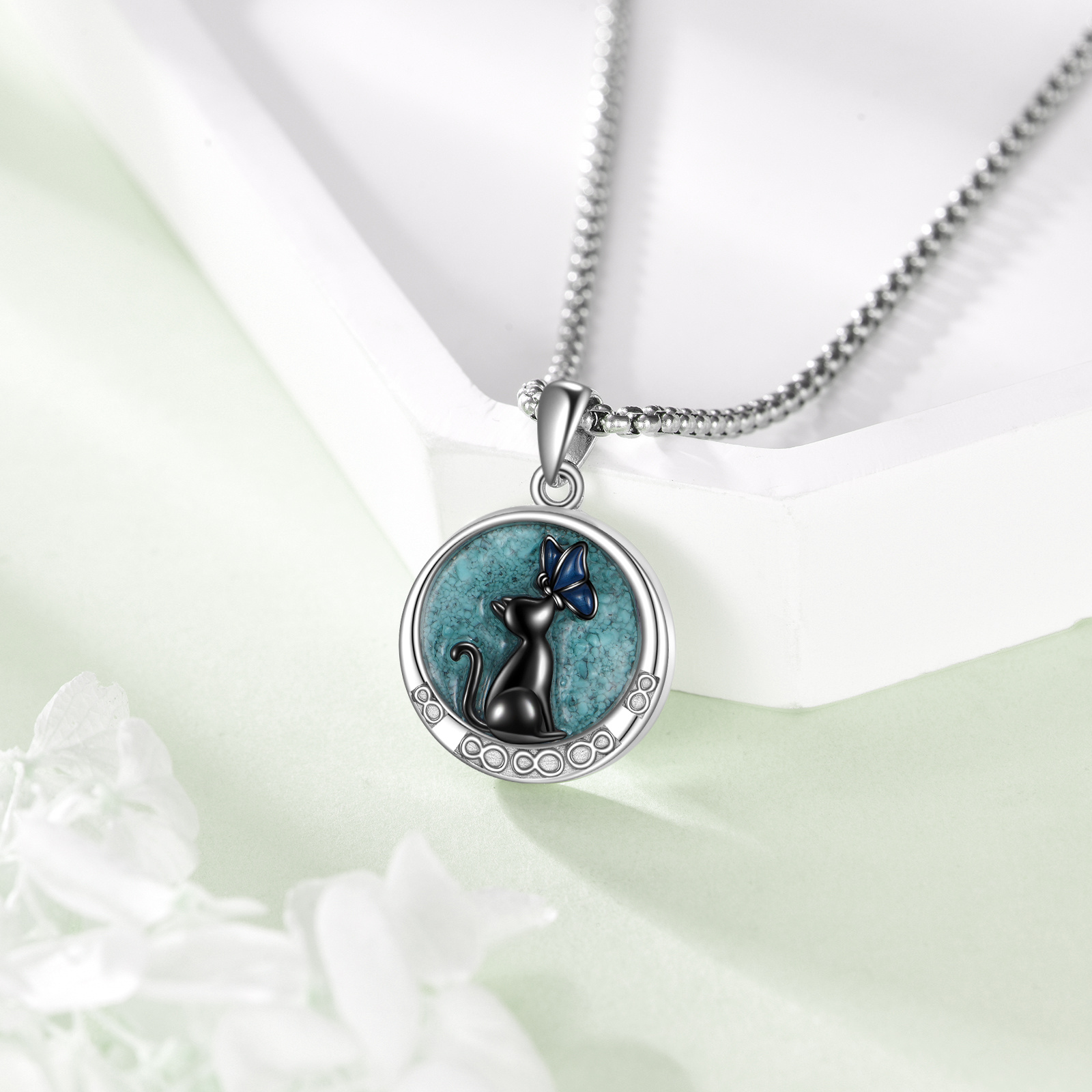 925 Sterling Silver Cat Butterfly Necklace, Meaningful Gift