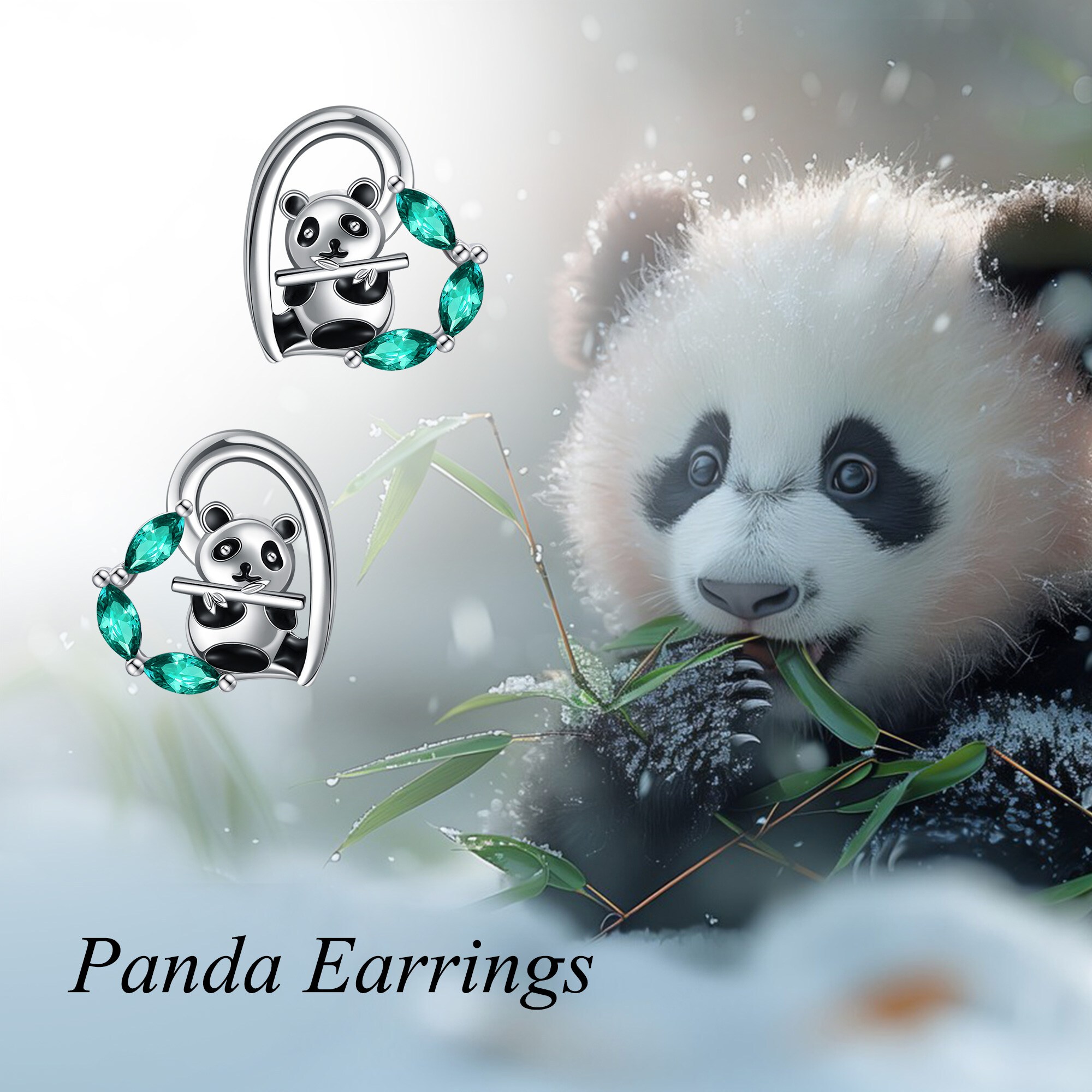 Women's 925 Sterling Silver Panda Stud Earrings