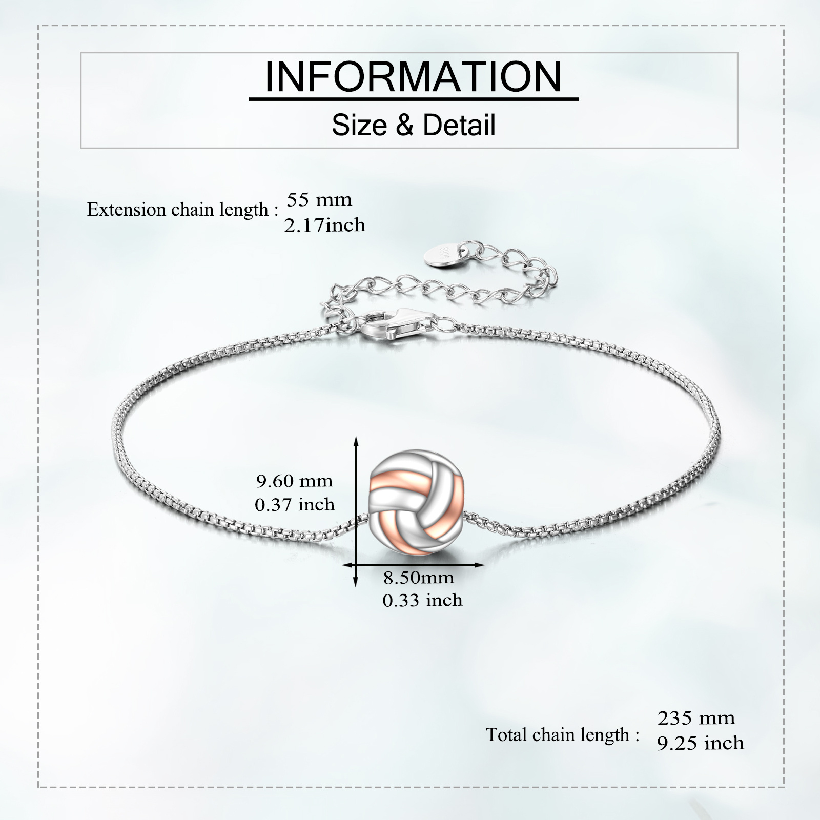 Women's 925 Sterling Silvery Volleyball Theme Bracelet