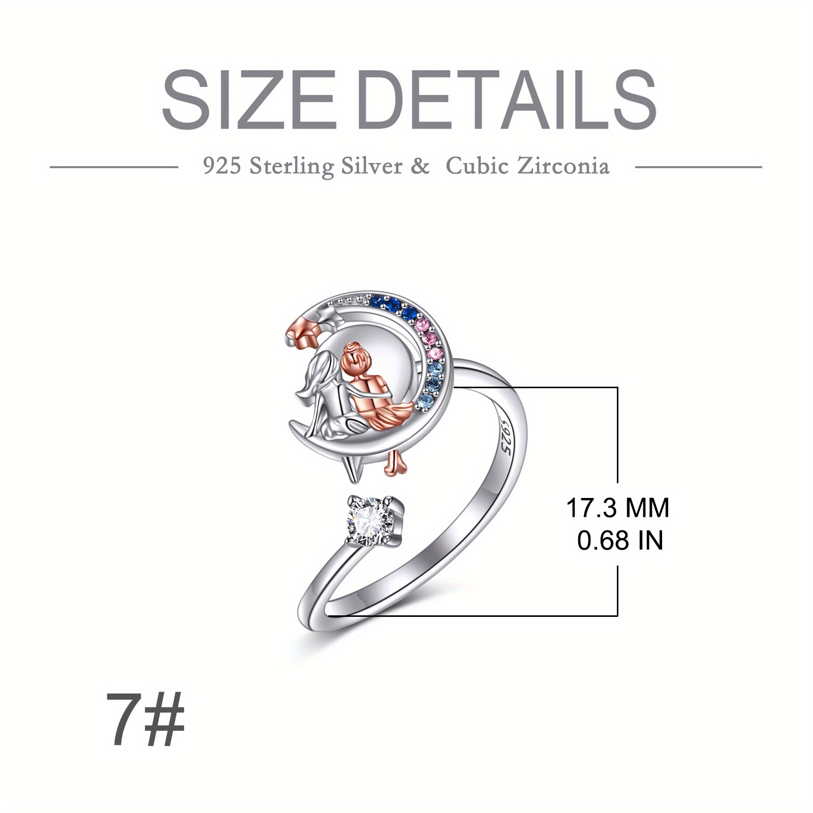   anxiety fidget ring 925 sterling silvery   decompress jewelry gift for women   Product details 4