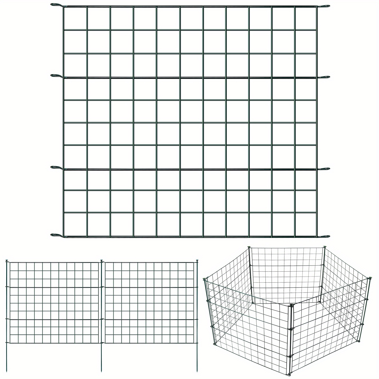 Image of Garden Fence Pond Fence, Animal Fence, Pond Fence, Pond Hedge, Pond Fence Kit With Fence And Fixed Posts, Green Metal Fence, Outdoor Fence.