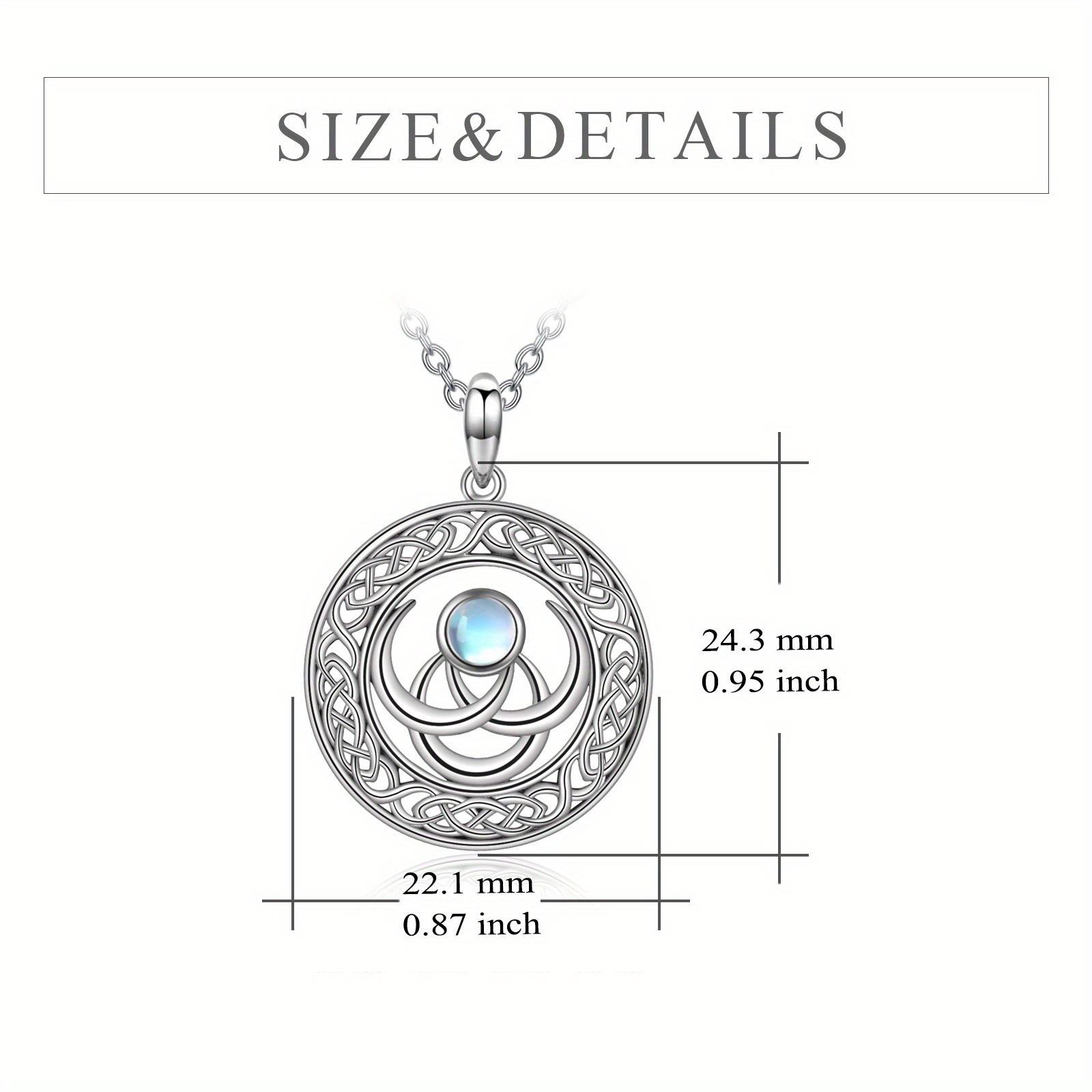 Moonstone Triple Moon Goddess Necklace Sterling Silver