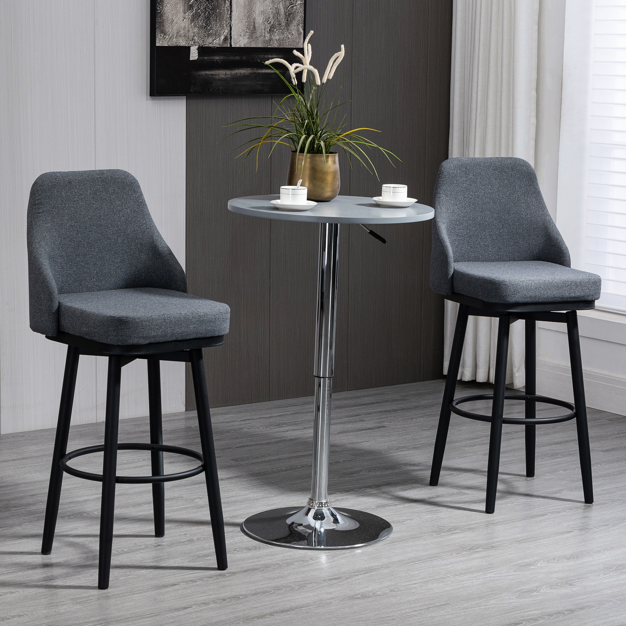 TEMU Ensemble de 2 tabourets de bar HOMCOM, tabourets de bar pivotants à 360°, chaise de bar extra haute rembourrée avec hauteur d'assise de 30 po et