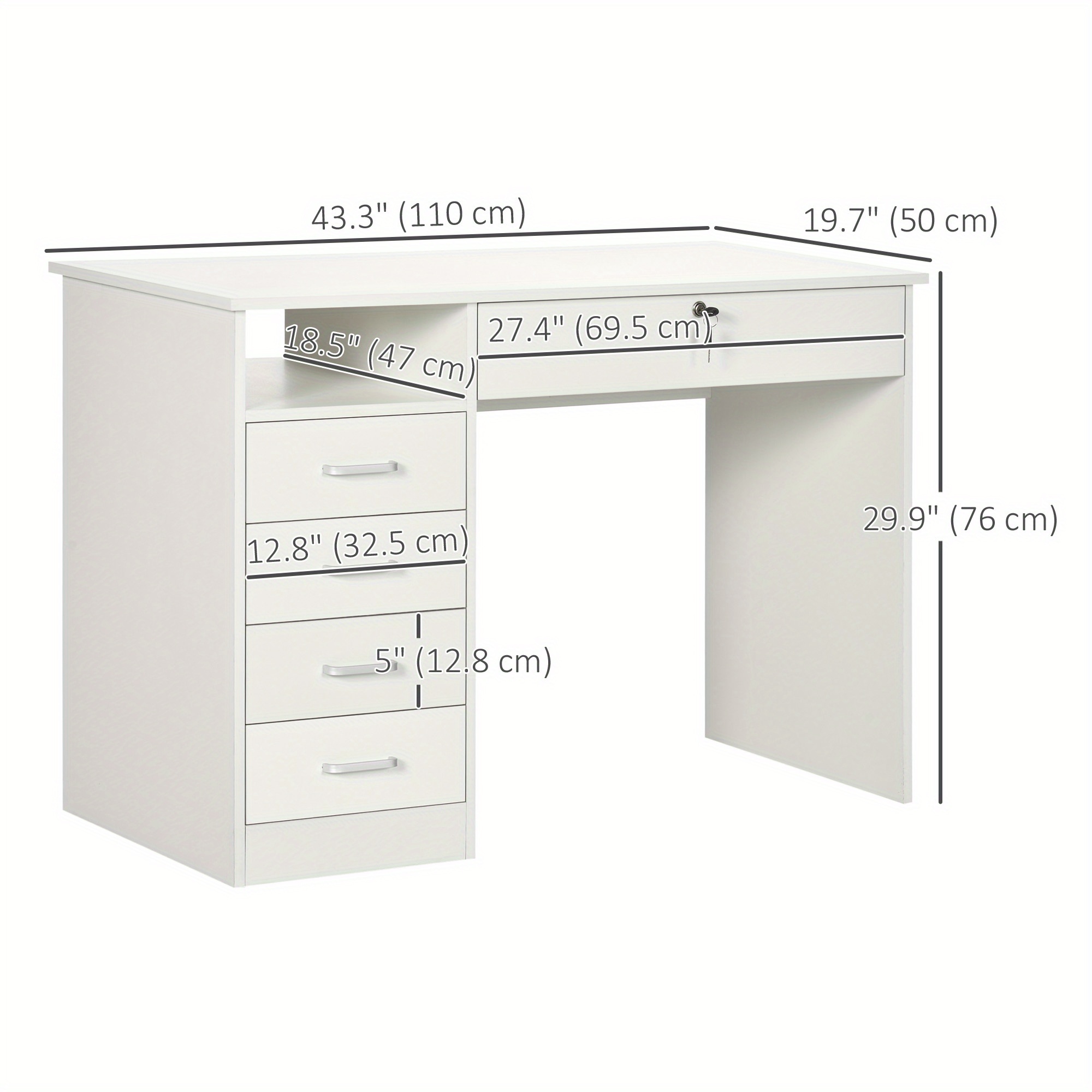   computer desk with storage home office desk with lockable drawer and open compartment white