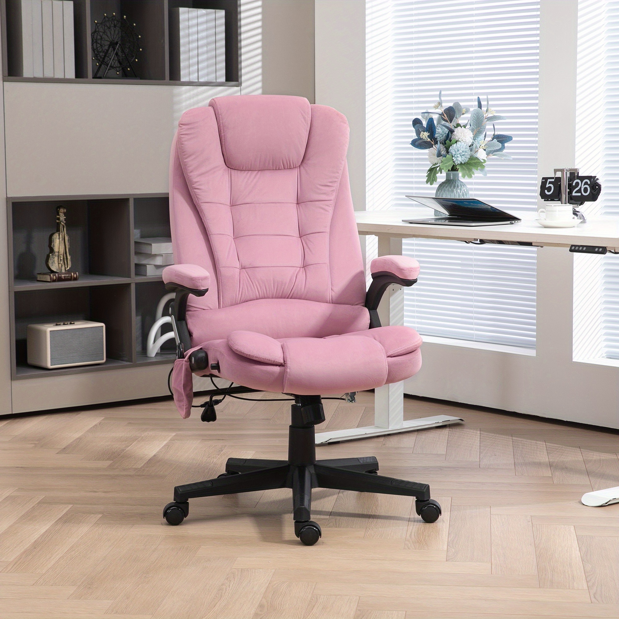 TEMU Vinsetto Chaise de bureau à domicile avec massage vibrant à , chaise de direction à dossier haut avec dossier inclinable, roulettes pivotantes,