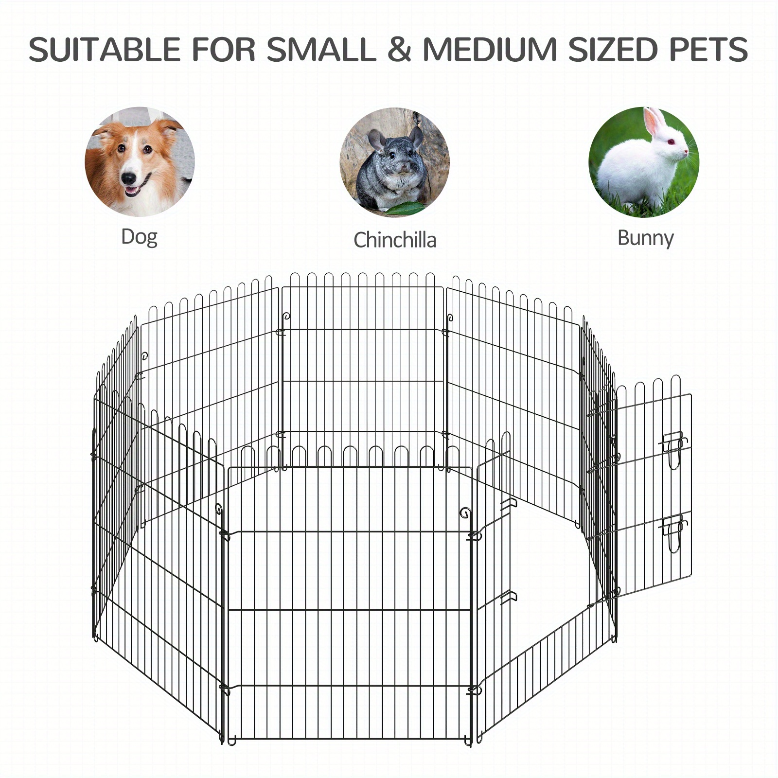 PawHut Dog Playpen Puppy Play Pen, Pet Exercise Fences for Outside Indoor, Foldable Dog Kennel, 30''H