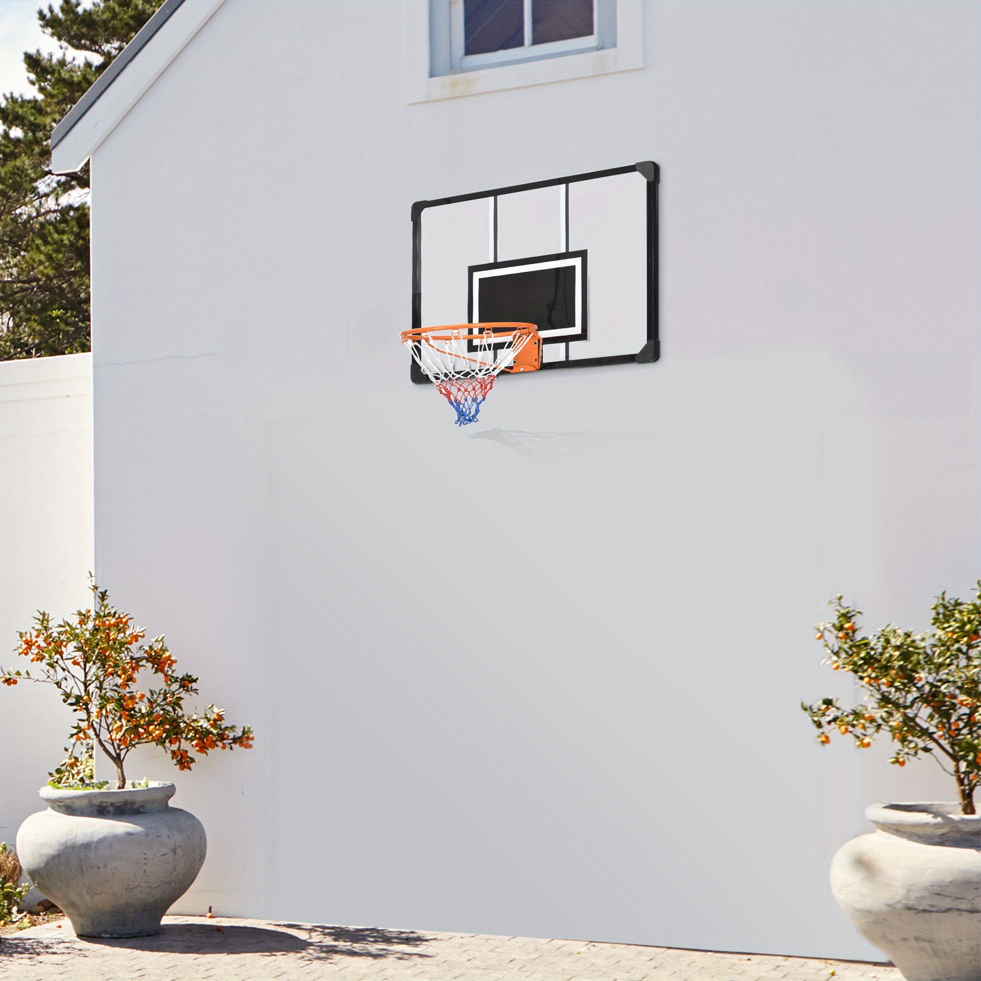 

Wall Mounted Basketball Hoop With 45" X 29" Shatter Proof Backboard, Durable Rim And All-weather Net For Indoor And Outdoor Use