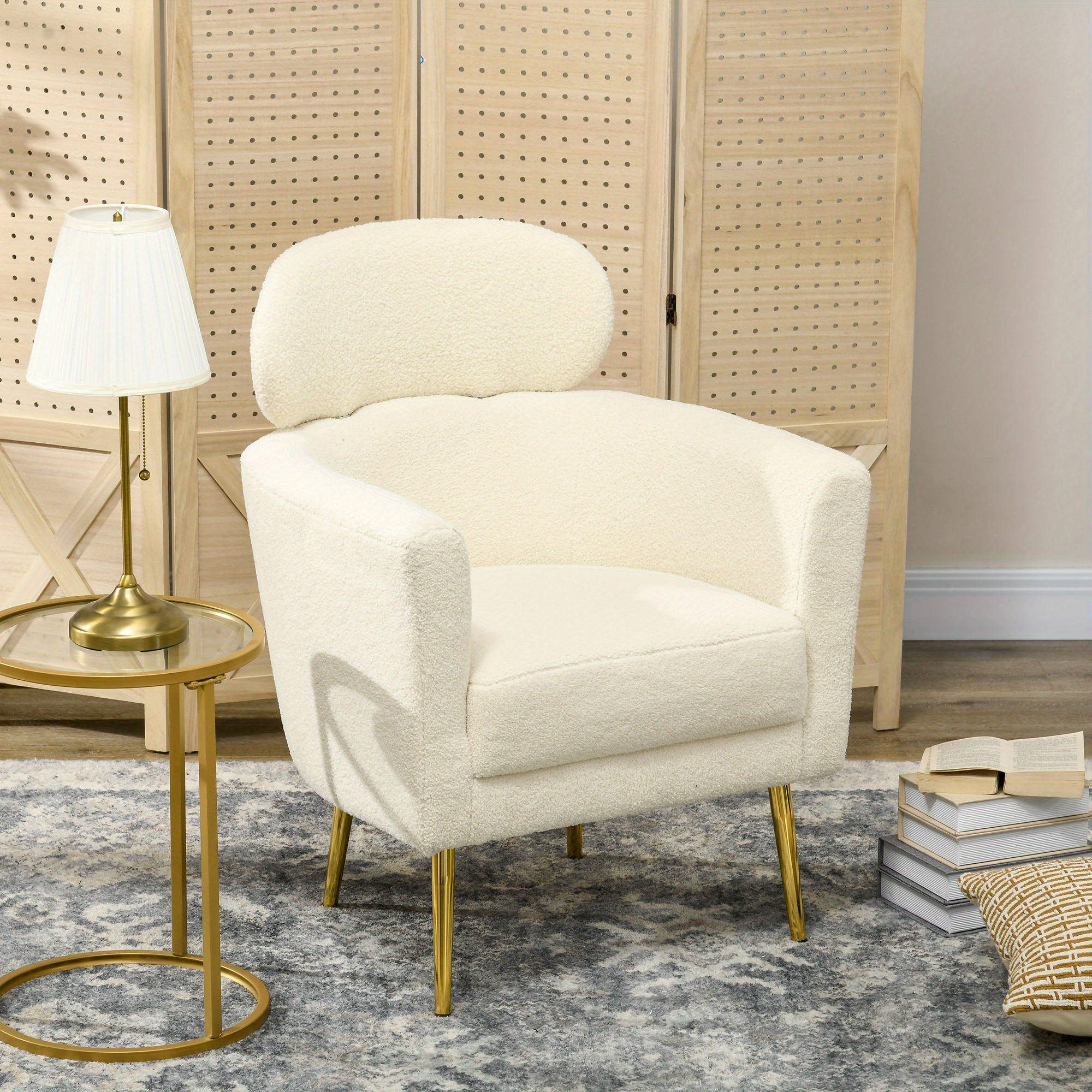 TEMU Fauteuil moderne HOMCOM avec appuie-tête amovible, fauteuil d'appoint rembourré confortable pour salon, chambre à coucher, bureau à domicile,