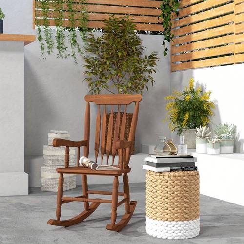 porch rocking chair with wheels wood high back outdoor rocker for patio garden balcony 350 lbs capacity adult size