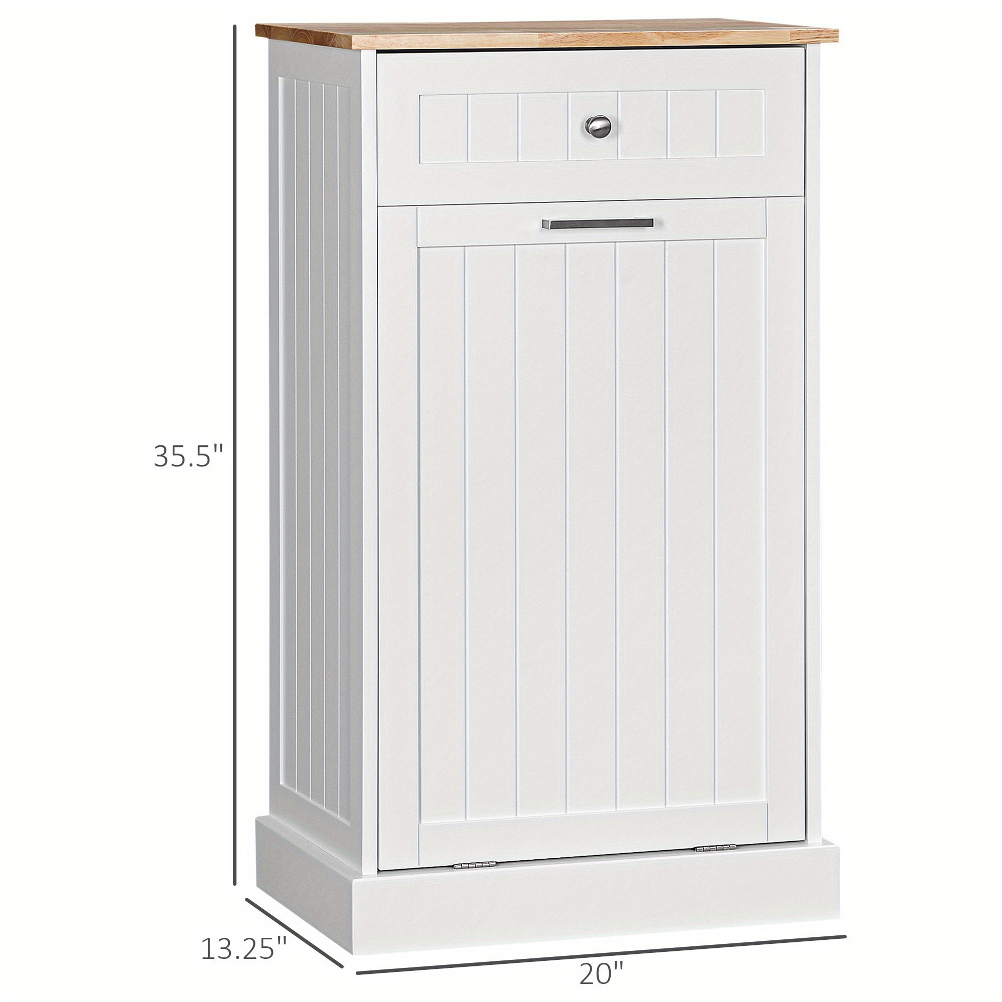 kitchen tilt out trash bin cabinet free standing recycling cabinet trash can holder with drawer white details 2