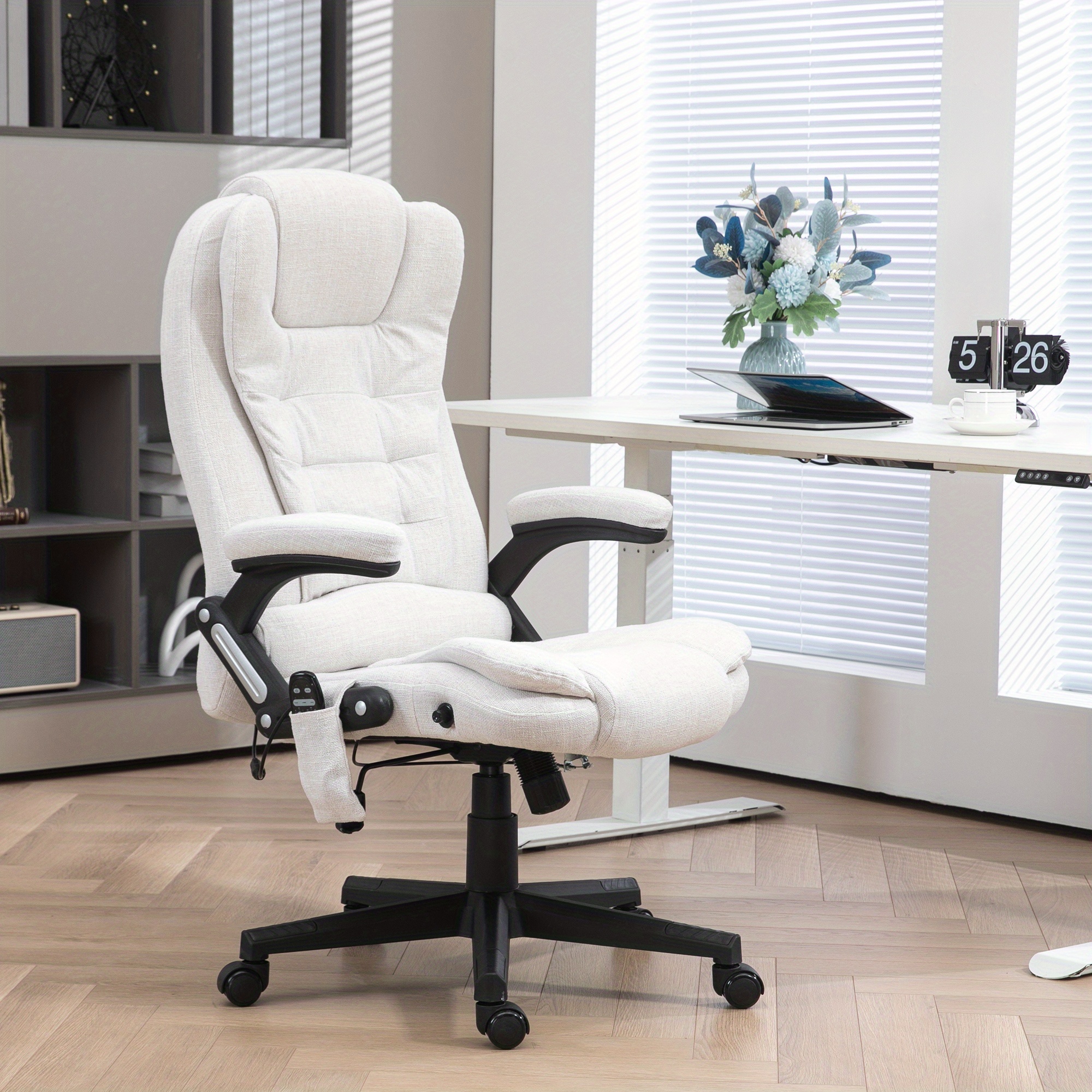 TEMU Vinsetto Chaise de bureau à domicile avec massage vibrant à , chaise de direction à dossier haut avec dossier inclinable, roulettes pivotantes,