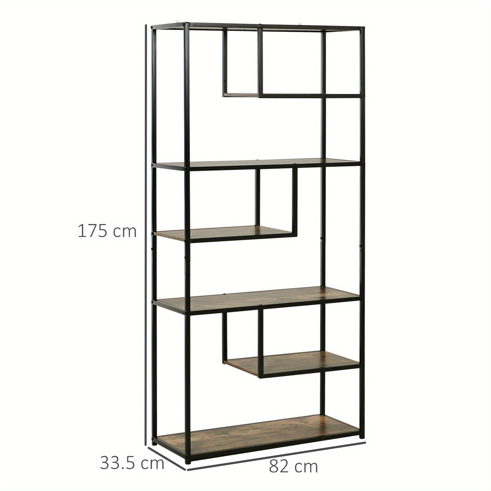 6-Tier Industrial Tall Bookcase with Steel Frame for Home Office