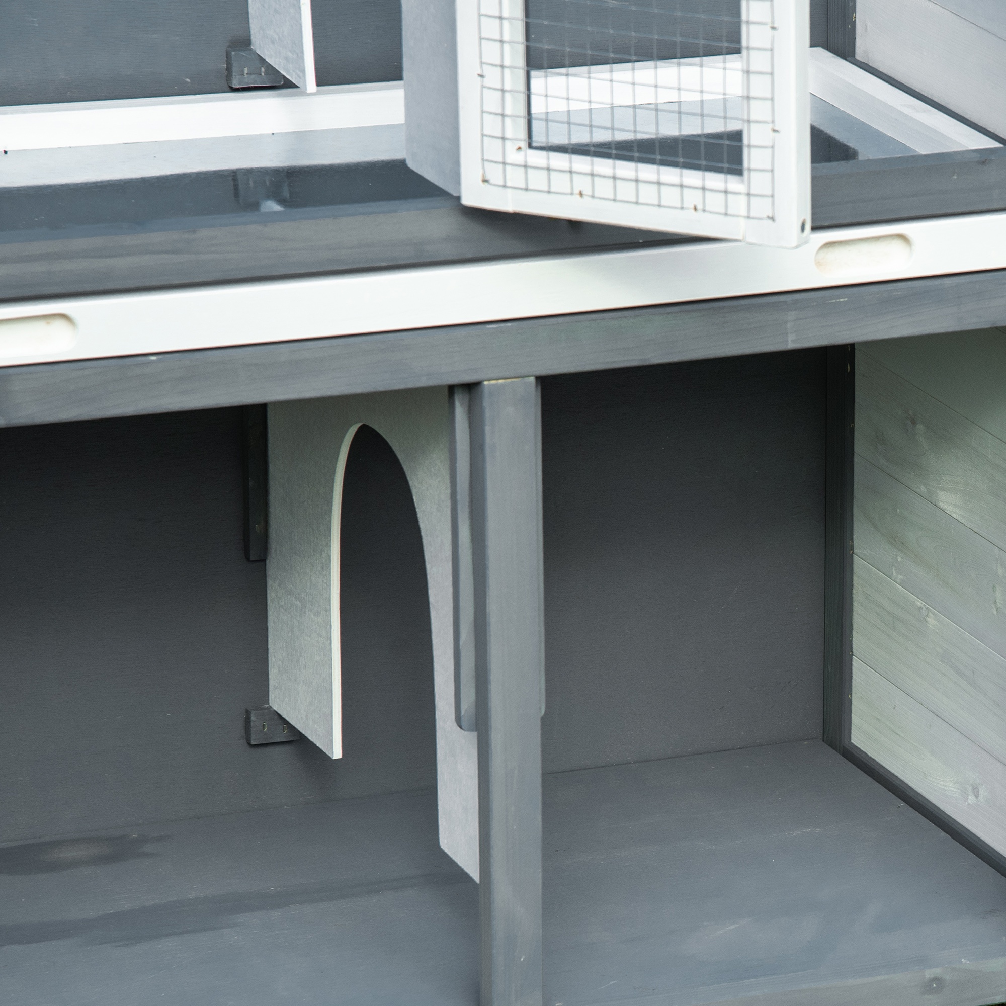 2-Tier Wooden Rabbit Hutch with Ramp and Divider, Outdoor Use