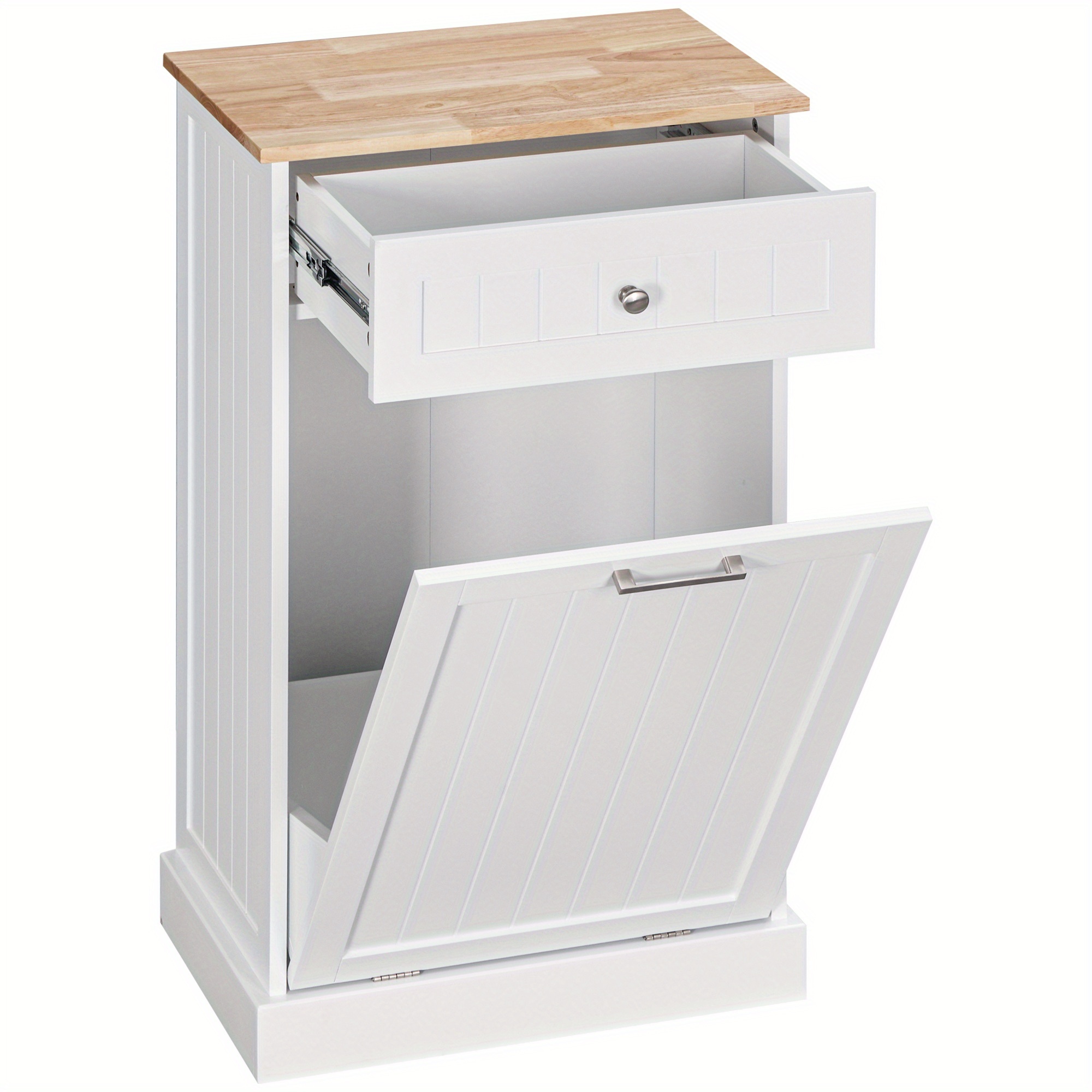 kitchen tilt out trash bin cabinet free standing recycling cabinet trash can holder with drawer white details 9