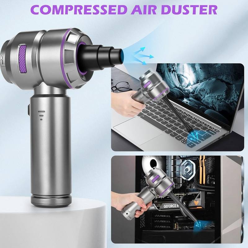 Aspirateur Voiture 3-en-1 Sans Fil 16000Pa - Charge Type-C, Filtre HEPA Lavable - Pour Auto, Maison, Bureau