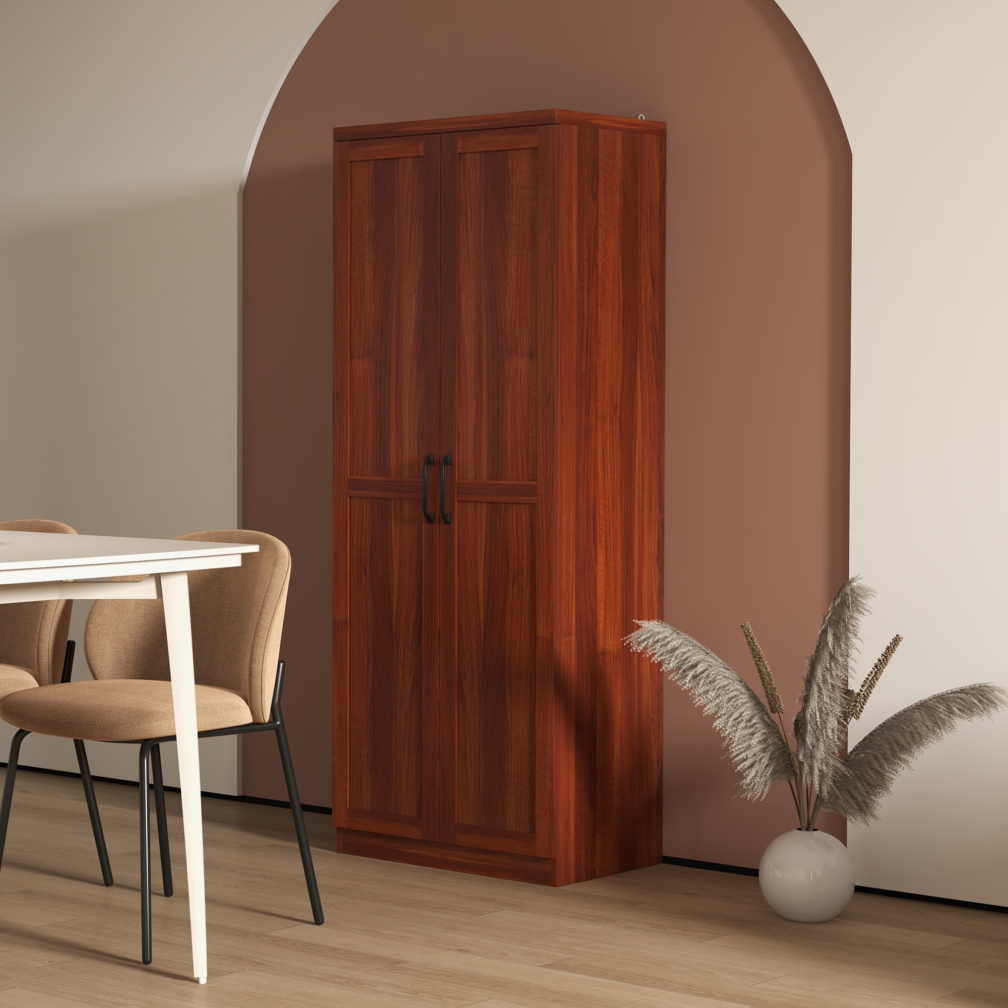 TEMU HOMCOM Garde-manger de cuisine de 63 po de hauteur, armoire de rangement de style campagnard autoportante avec portes et étagères réglables,