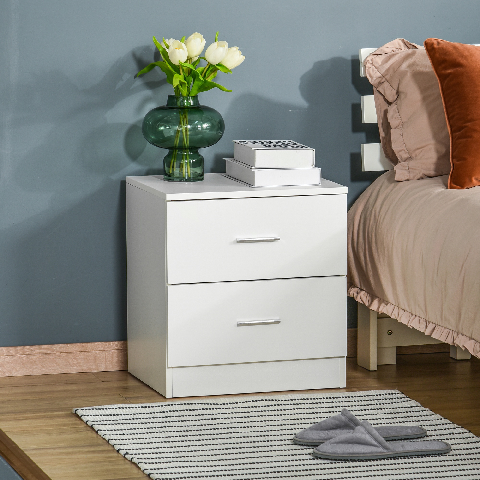 bedside table 2 drawers modern nightstand cabinet - Temu Canada