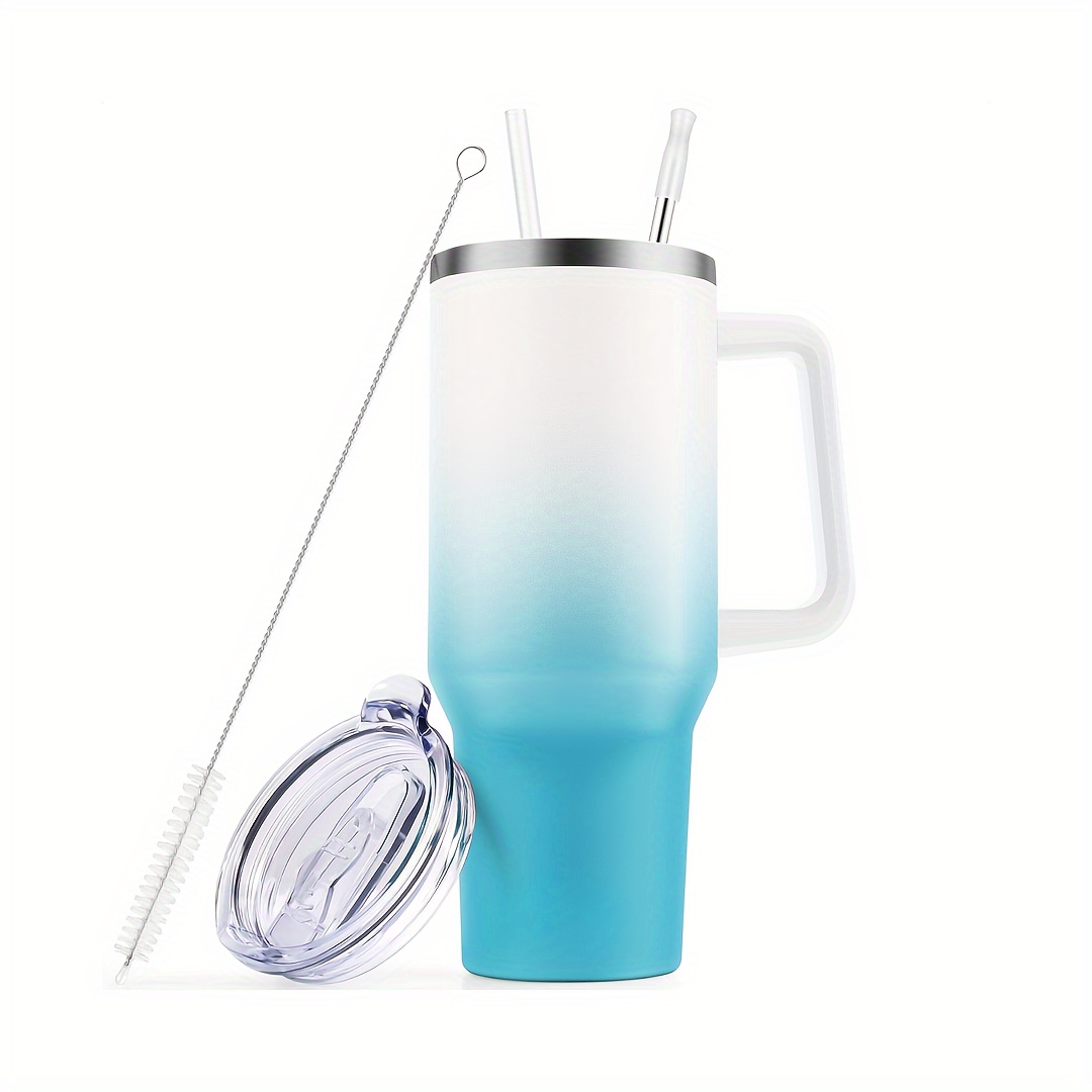 40 oz Stainless Steel Vacuum Insulated Tumbler with Lid and Straw for Water, Water Bottle Iced Tea or Coffee, Smoothie and More, Blue