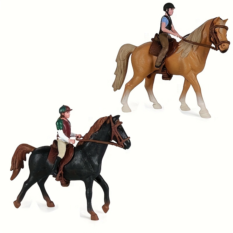 Figurine d'équitation réaliste avec cheval pour fille, modèle de cavalier  en plastique, jouet de jeu, décoration de gâteau, cadeau de Noël et d' anniversaire pour enfant - AliExpress
